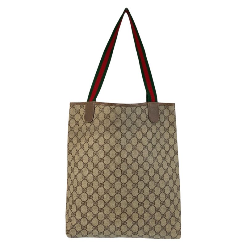 Gucci Vintage Sherry Line Beige GG Supreme Canvas Tote Shoulder Bag — view 2