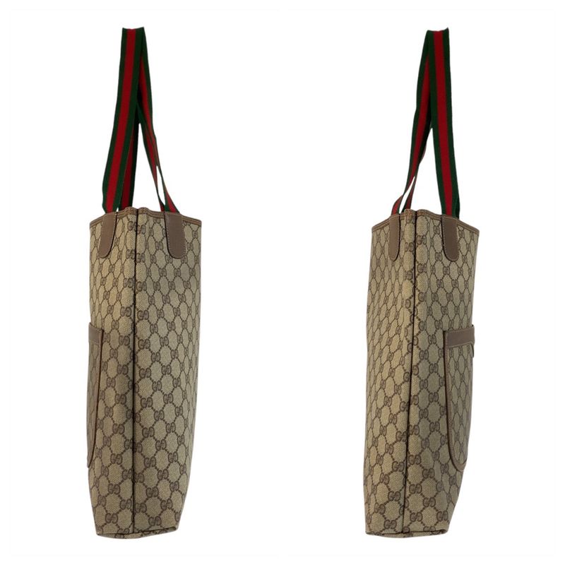 Gucci Vintage Sherry Line Beige GG Supreme Canvas Tote Shoulder Bag — view 6