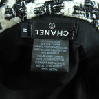Chanel 20 AW B Coco Mark Plated Staggered Pattern Lame Tweed Hat White Black — view 7