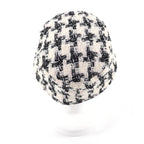 Chanel 20 AW B Coco Mark Plated Staggered Pattern Lame Tweed Hat White Black — view 3