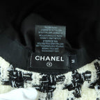 Chanel 20 AW B Coco Mark Plated Staggered Pattern Lame Tweed Hat White Black — view 6