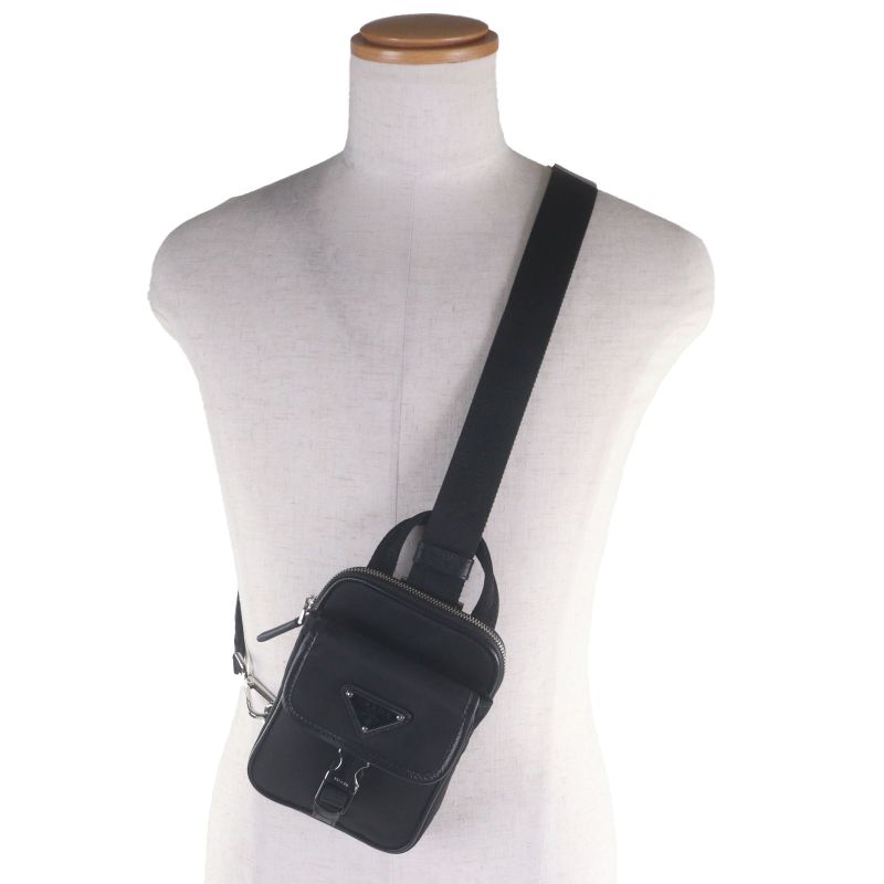 Prada Saffiano Leather Nylon Renylon Triangle Logo Plate Smartphone Case Bag — view 2