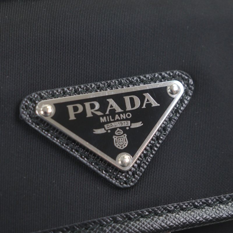 Prada Saffiano Leather Nylon Renylon Triangle Logo Plate Smartphone Case Bag — view 7