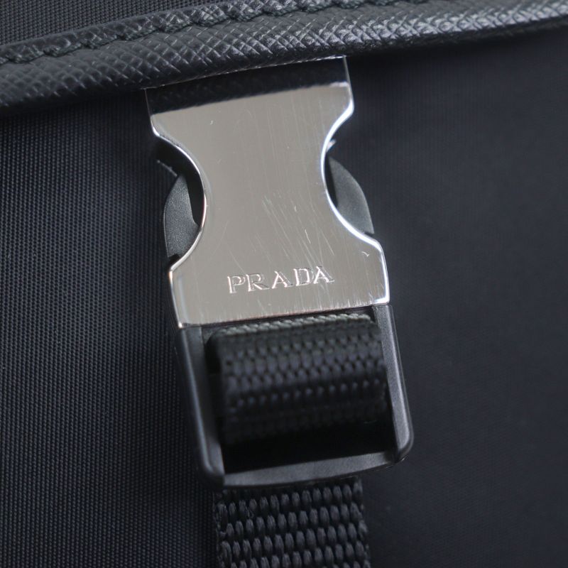 Prada Saffiano Leather Nylon Renylon Triangle Logo Plate Smartphone Case Bag — view 8