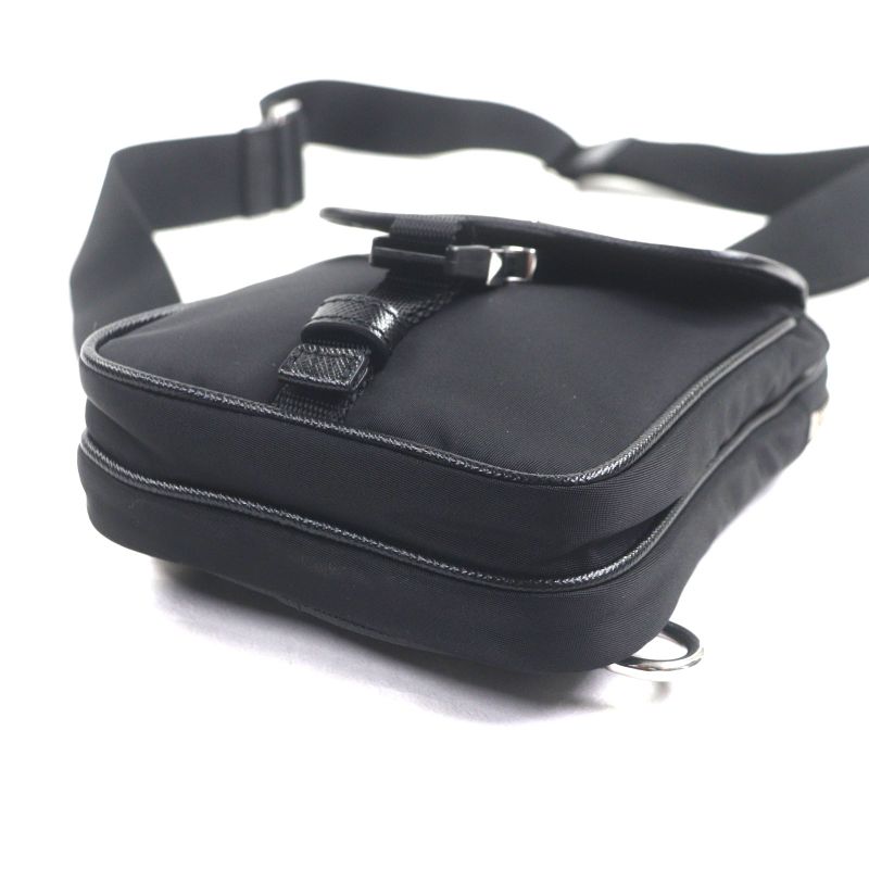 Prada Saffiano Leather Nylon Renylon Triangle Logo Plate Smartphone Case Bag — view 4