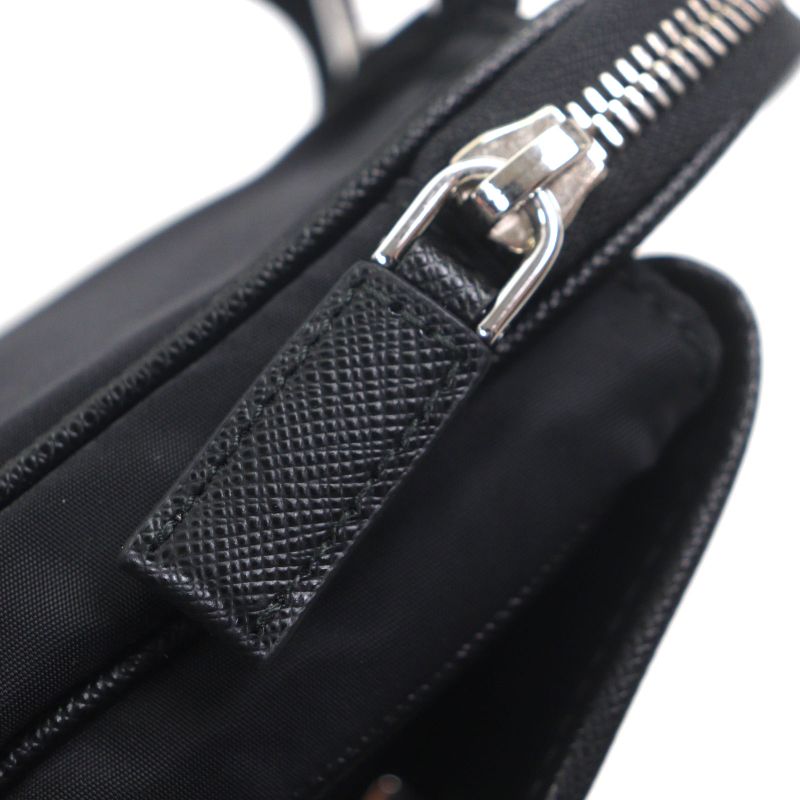 Prada Saffiano Leather Nylon Renylon Triangle Logo Plate Smartphone Case Bag — view 9