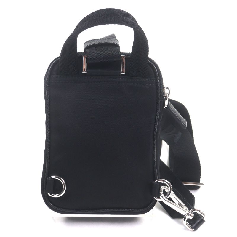 Prada Saffiano Leather Nylon Renylon Triangle Logo Plate Smartphone Case Bag — view 3