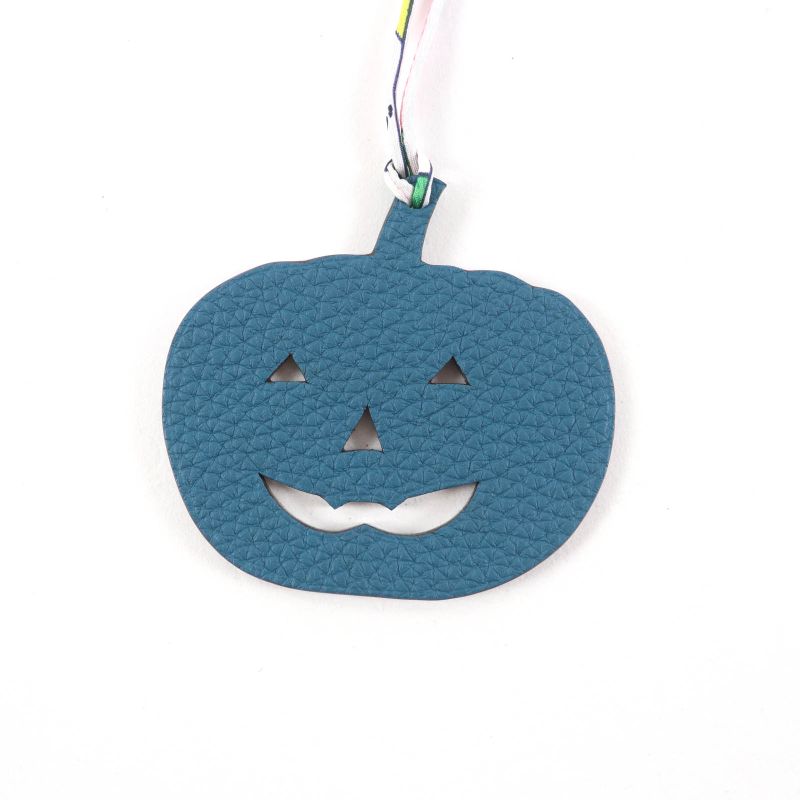 Hermes Petite Ash Charm Blue Green Togo Pumpkin Bag — view 3