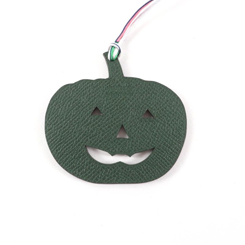 Hermes Petite Ash Charm Blue Green Togo Pumpkin Bag — view 4