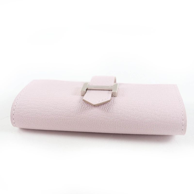 Hermes Bearn Chevre Mauve Pere Silver Hardware 4 Ring Key Case Engraved W — view 4