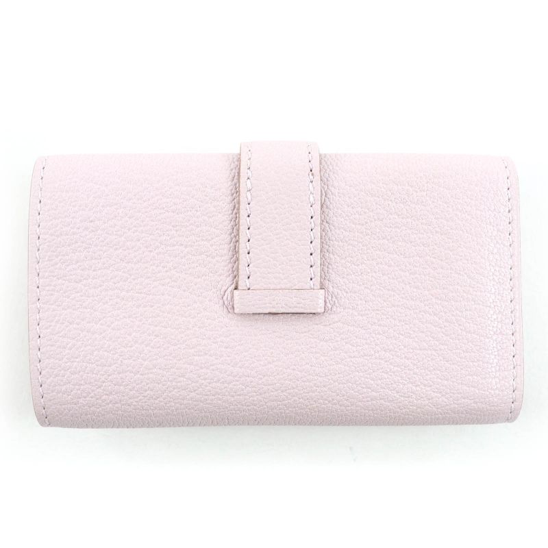 Hermes Bearn Chevre Mauve Pere Silver Hardware 4 Ring Key Case Engraved W — view 3