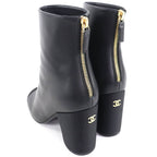 Chanel 22K Coco Mark Leather Ankle Boots with Gold Hardware Black 36 — view 6