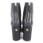 Chanel 22K Coco Mark Leather Ankle Boots with Gold Hardware Black 36 — view 5