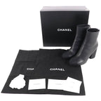 Chanel 22K Coco Mark Leather Ankle Boots with Gold Hardware Black 36 — view 2