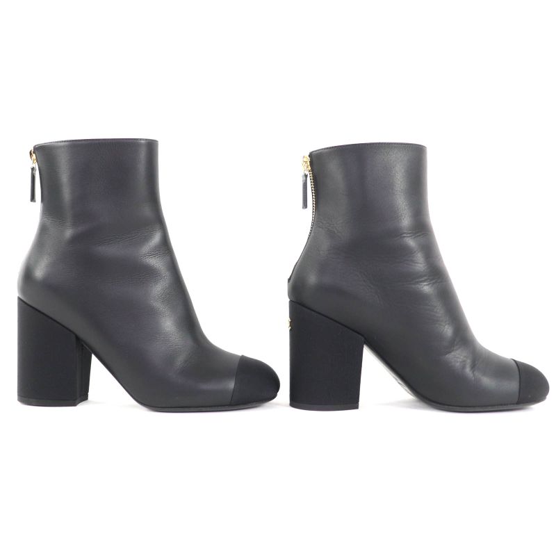 Chanel 22K Coco Mark Leather Ankle Boots with Gold Hardware Black 36 — view 4
