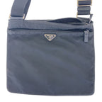 Prada Tessuto Triangle Logo Plate Black Silver Hardware Nylon Shoulder Bag — view 5