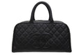 Chanel Handbag Mini Boston Caviar Leather CC Logo Black Gold