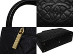 Chanel Handbag Mini Boston Caviar Leather CC Logo Black Gold — view 6