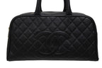 Chanel Handbag Mini Boston Caviar Leather CC Logo Black Gold — view 2