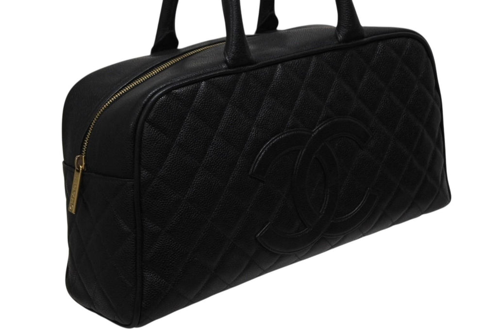 Chanel Handbag Mini Boston Caviar Leather CC Logo Black Gold — view 4
