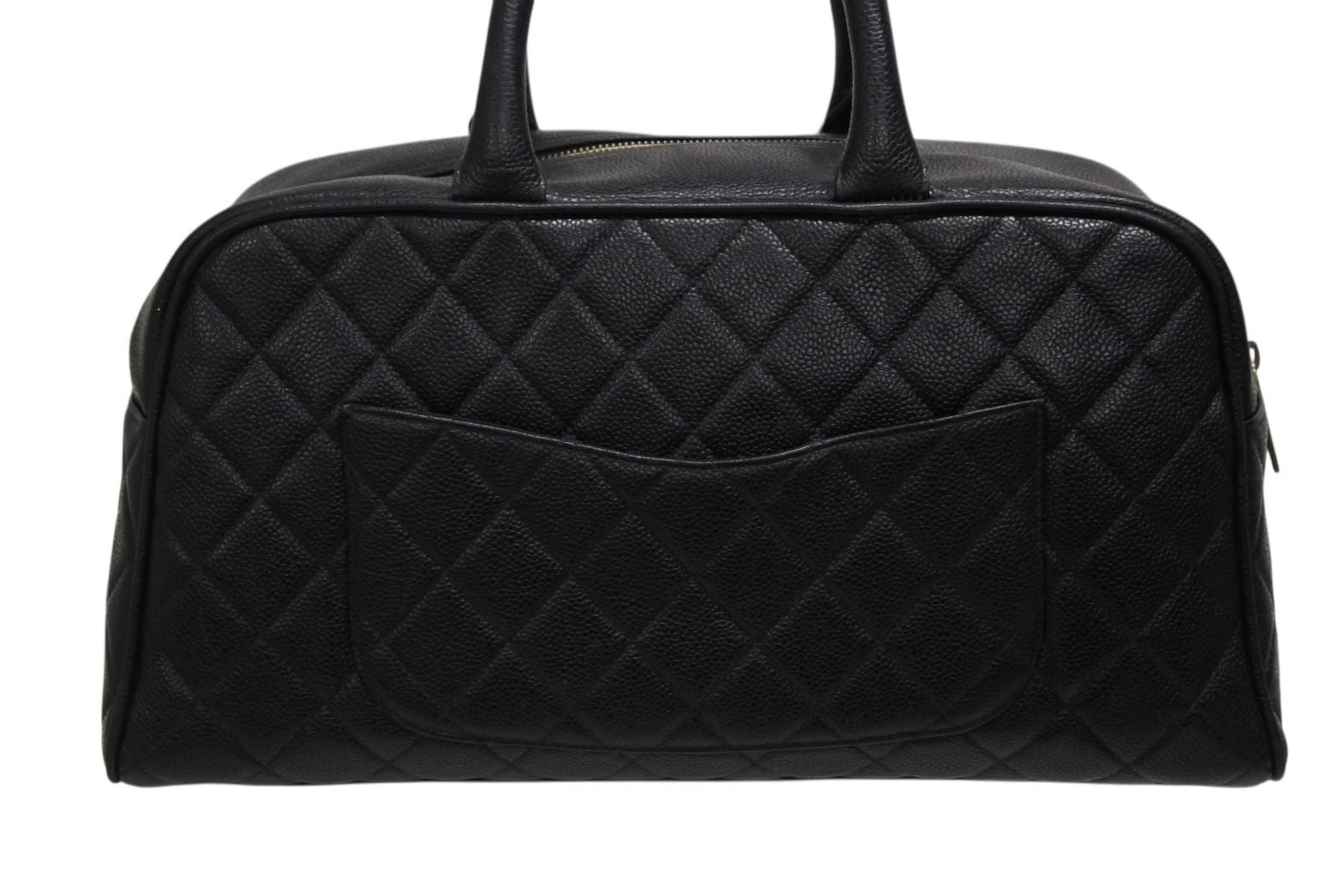 Chanel Handbag Mini Boston Caviar Leather CC Logo Black Gold — view 3