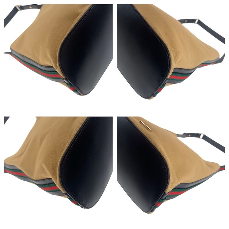 Gucci Sherry Line Beige Black Gold Hardware Canvas Leather 001 4286 — view 3