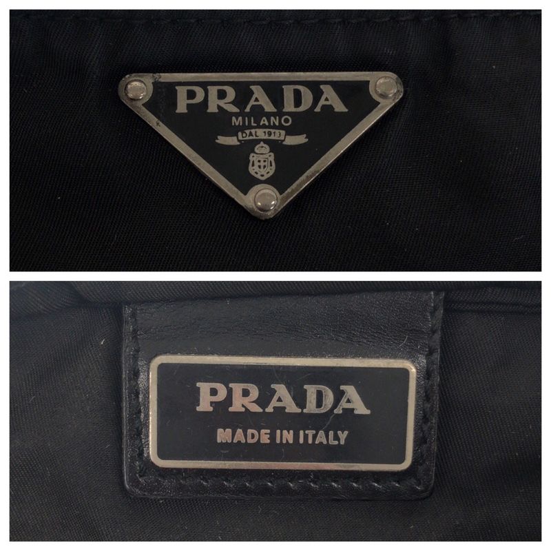 Prada Tessuto Triangle Logo Plate Black Silver Hardware Nylon Shoulder Bag — view 6