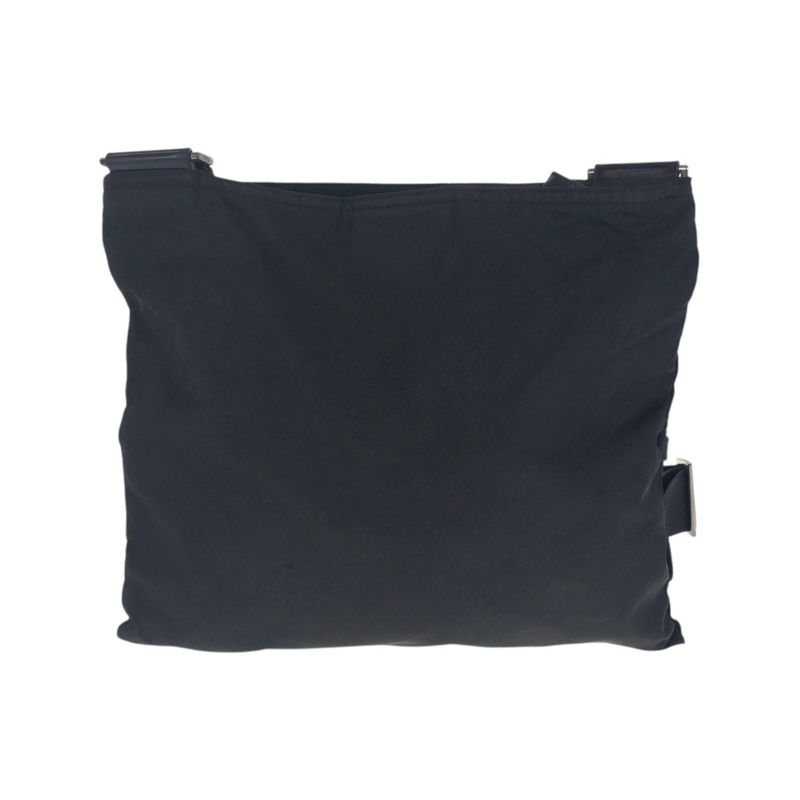 Prada Tessuto Triangle Logo Plate Black Silver Hardware Nylon Shoulder Bag — view 2