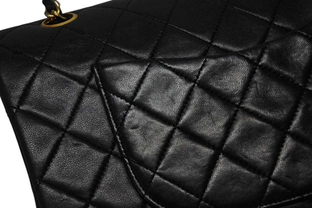 Chanel Quilted 25 Double Flap Chain Shoulder Bag CC Logo Lambskin Gold — view 7