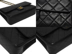 Chanel Quilted 25 Double Flap Chain Shoulder Bag CC Logo Lambskin Gold — view 8