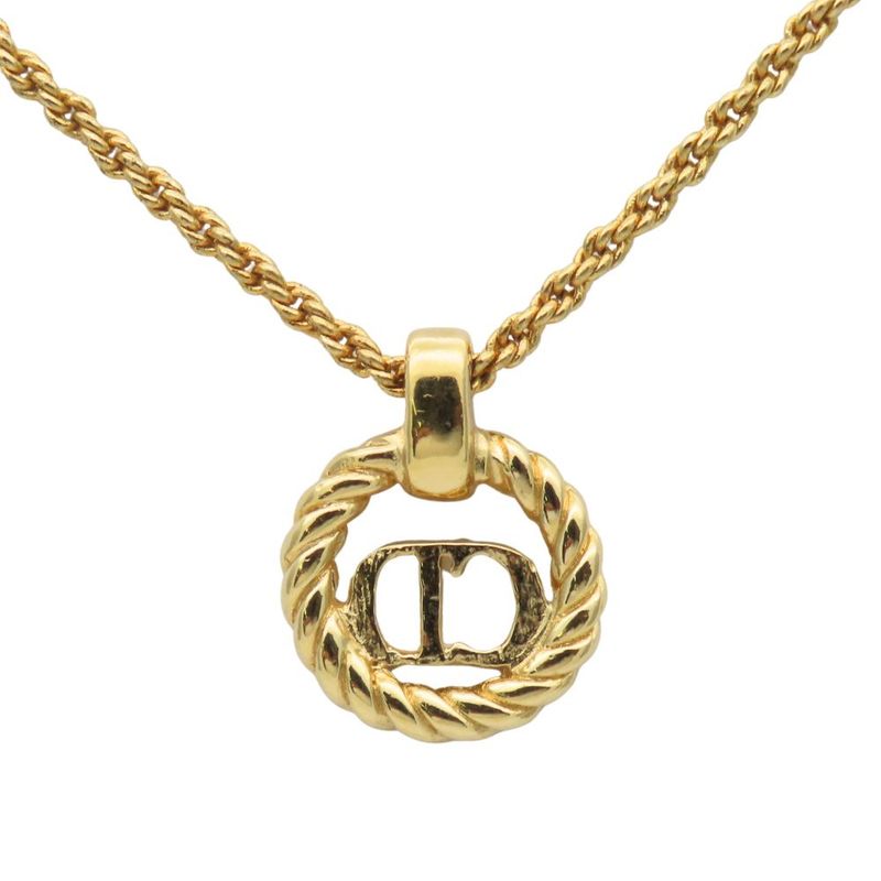Christian Dior Necklace Metal Gold CD Logo Plated Accessories — view 3