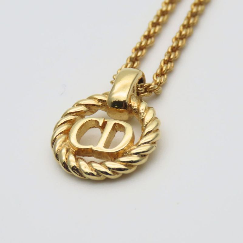 Christian Dior Necklace Metal Gold CD Logo Plated Accessories — view 4