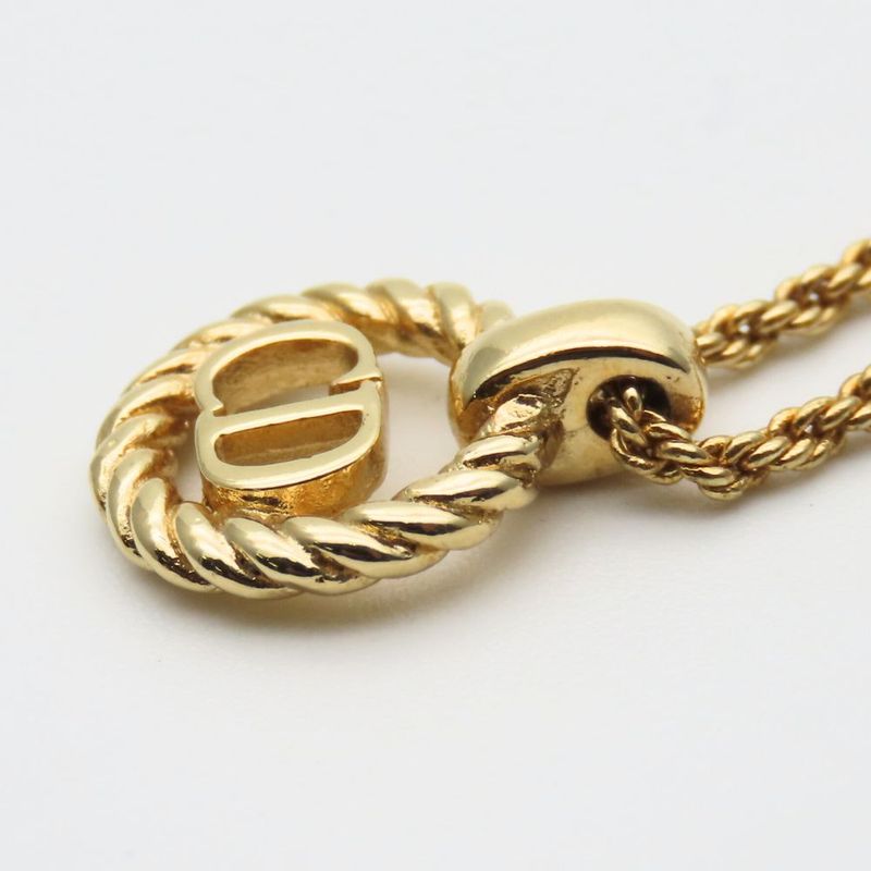 Christian Dior Necklace Metal Gold CD Logo Plated Accessories — view 5