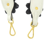 Prada Shoulder Belt White Black Flower Leather Strap 1085