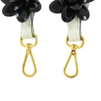 Prada Shoulder Belt White Black Flower Leather Strap 1085