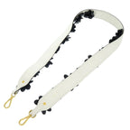 Prada Shoulder Belt White Black Flower Leather Strap 1085