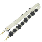 Prada Shoulder Belt White Black Flower Leather Strap 1085
