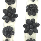 Prada Shoulder Belt White Black Flower Leather Strap 1085