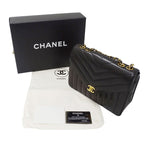 Chanel Bag Shoulder V Stitch Lambskin Black Gold Hardware — view 8