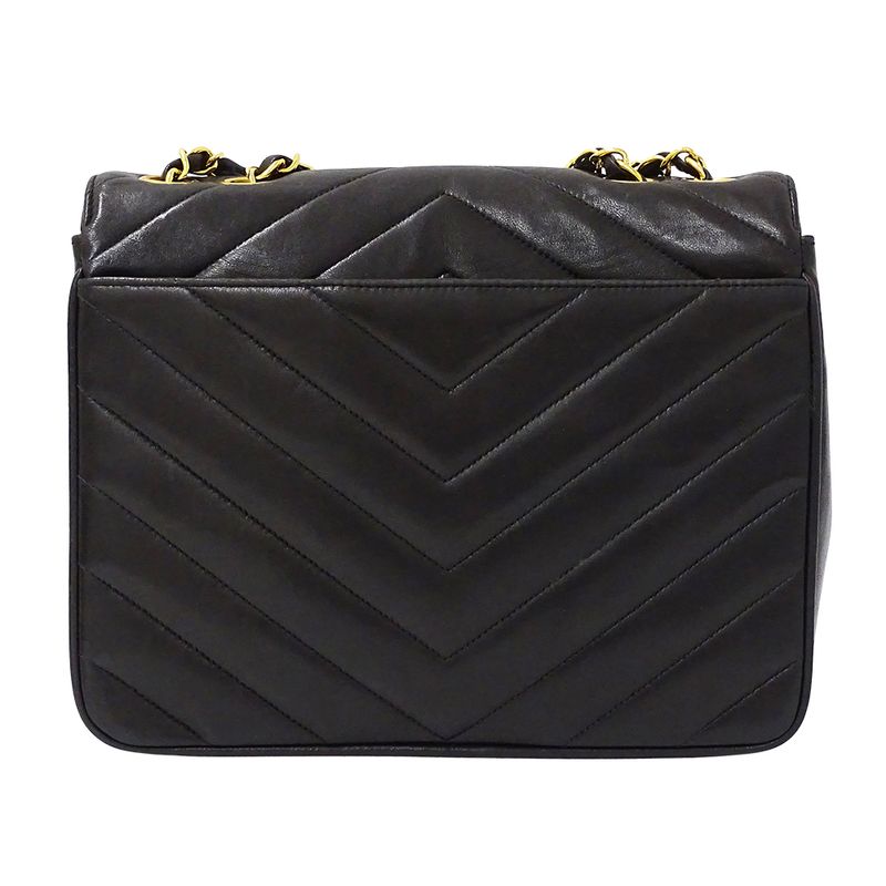 Chanel Bag Shoulder V Stitch Lambskin Black Gold Hardware — view 2