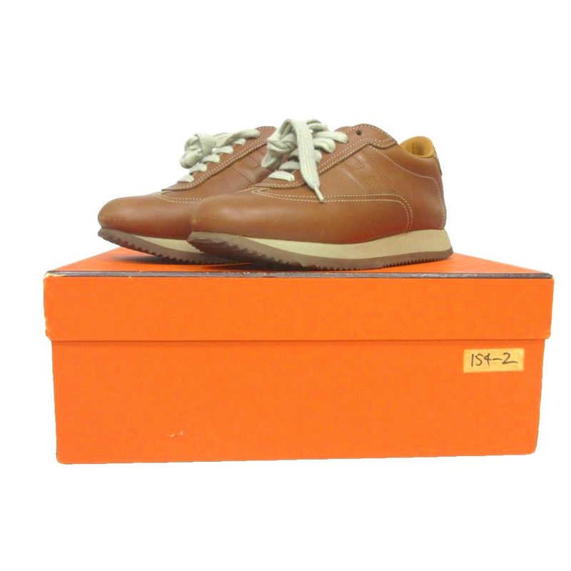 Hermes Quick Sneakers H Logo Leather Cowhide Low Cut 35.5 Brown Mnk 3 — view 2