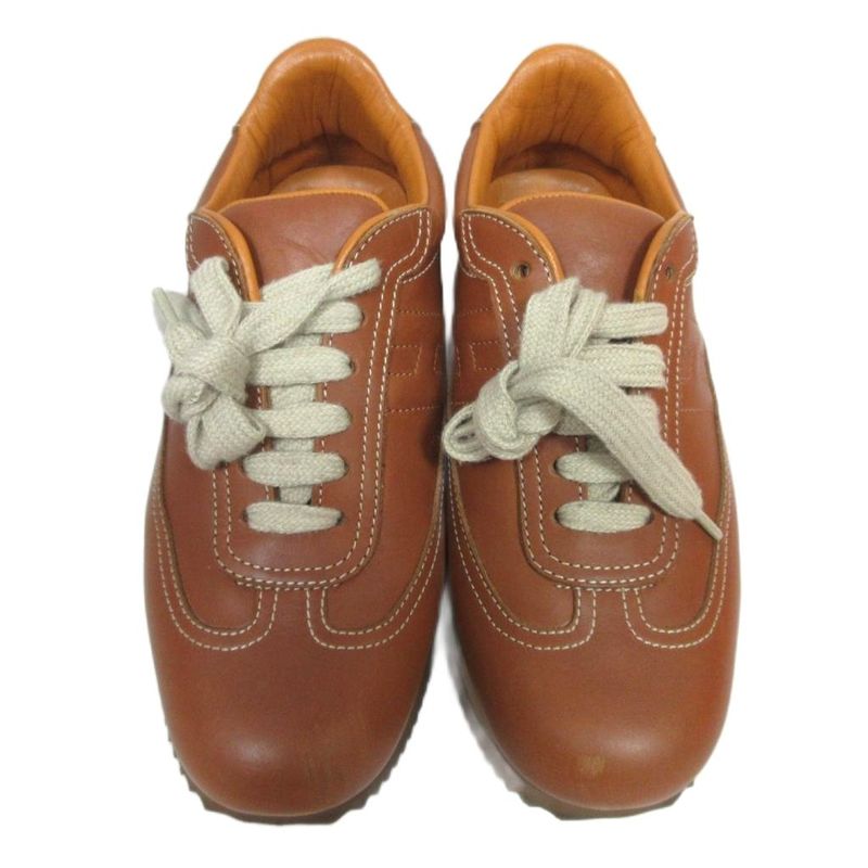 Hermes Quick Sneakers H Logo Leather Cowhide Low Cut 35.5 Brown Mnk 3 — view 4