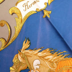 Hermes Carre 90 Turkish Horse Cheval Turc Silk Blue Scarf 0118 — view 4