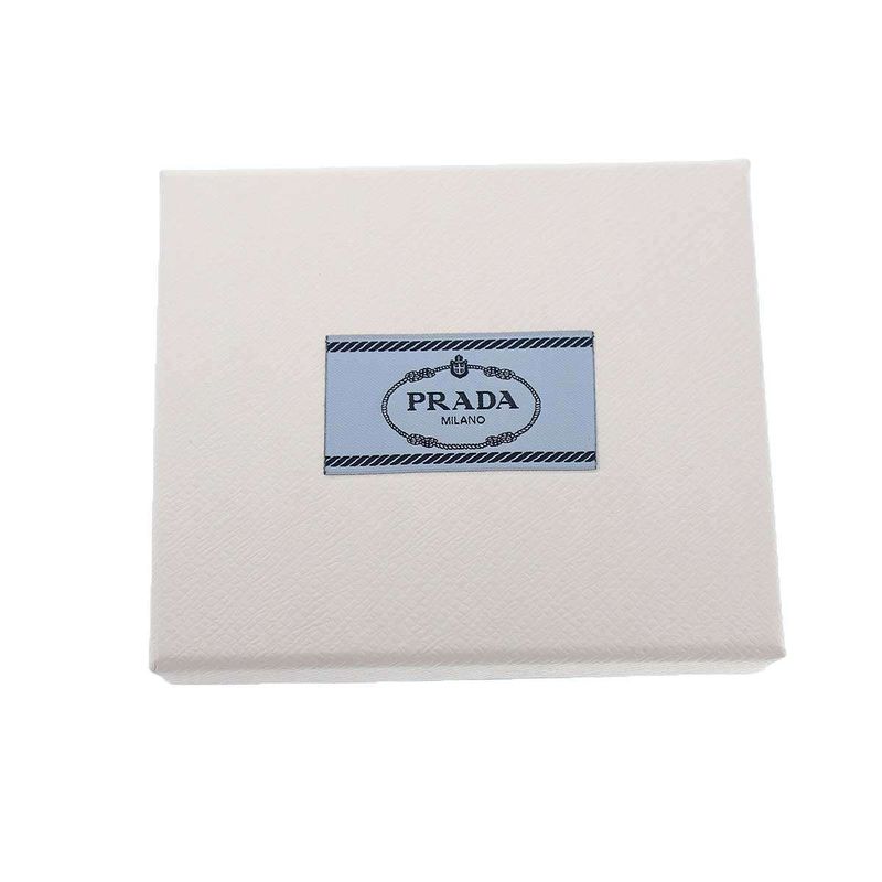 Prada Logo Plate Saffiano Leather Card Case 1 Mc223 Silver — view 8