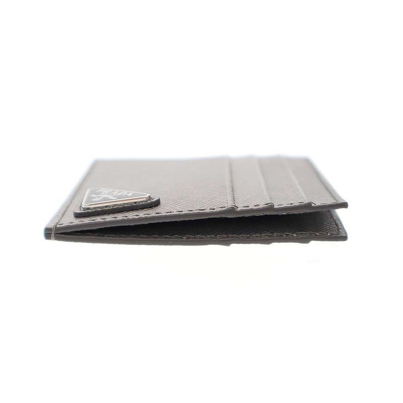 Prada Logo Plate Saffiano Leather Card Case 1 Mc223 Silver — view 4