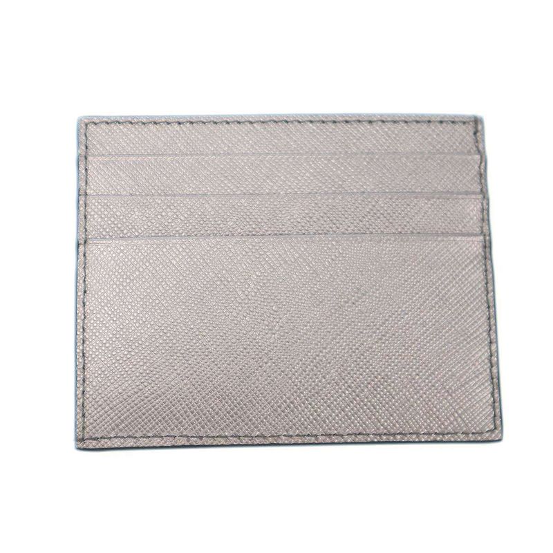 Prada Logo Plate Saffiano Leather Card Case 1 Mc223 Silver — view 3