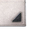 Prada Logo Plate Saffiano Leather Card Case 1 Mc223 Silver — view 6