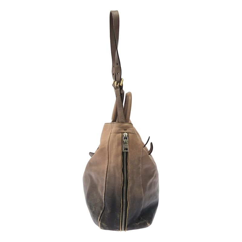Prada Glace Zippers 2 Wayleather Bag Bn1592 Beige Black — view 3