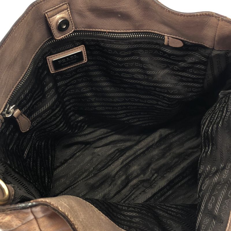 Prada Glace Zippers 2 Wayleather Bag Bn1592 Beige Black — view 6