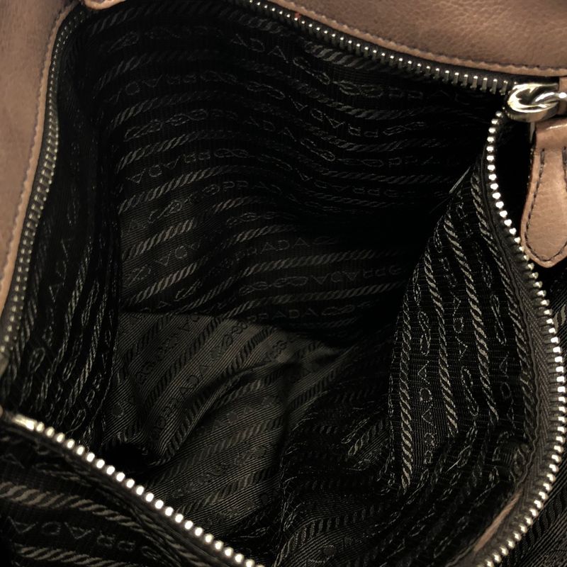 Prada Glace Zippers 2 Wayleather Bag Bn1592 Beige Black — view 7